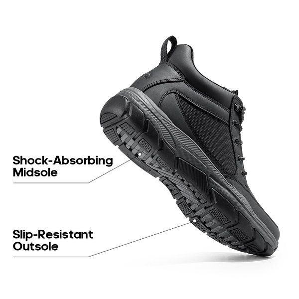 Men's Lightweight Vegan Leather Hiking Boots - BLACK - 2